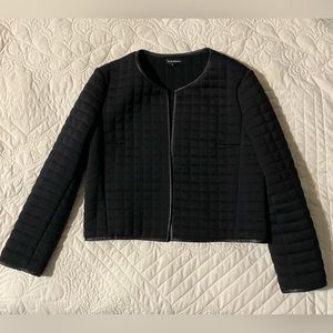 Quilted blazer with faux leather trim